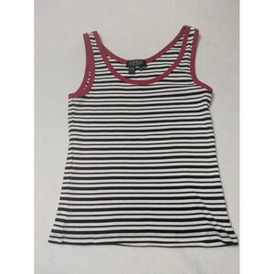 lauren‎ ralph lauren Tank Top Black Stripe Red Trim Sz Small Nautical Preppy